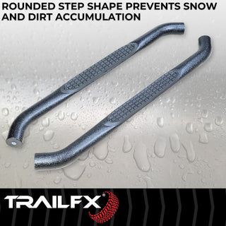 TrailFX 3" Round Step Bar Black: Fits Jeep Wrangler JL 2018-2026