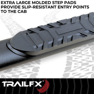 TrailFX 4" Oval Black Step Bar (CREW): Fits Ram 1500-3500 2009-2023 w/ Step Pads