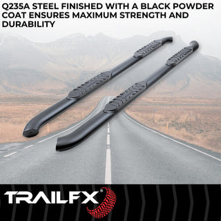 TrailFX 4" Oval Bent Step Bar Black: Fits Ram 1500 2009-2023