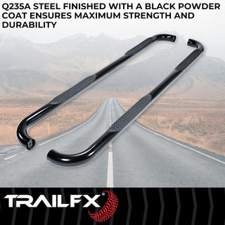 TrailFX 3" Round Straight Step Bar Black: Fits Ram 1500 2009-2023 3.6L/5.7L