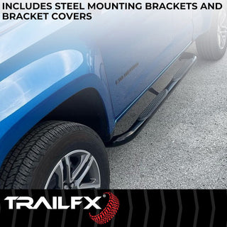 TrailFX 3" Round Step Bar Black: Fits Jeep Wrangler JL 2018-2026