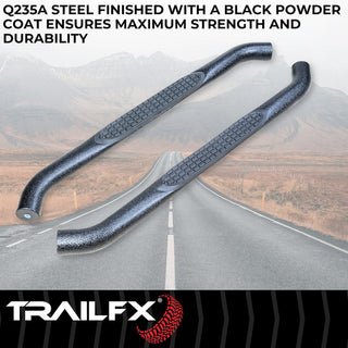 TrailFX 3" Round Step Bar Black: Jeep Wrangler JK 2007-2018 3.6L/3.8L V6