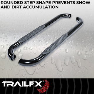 TrailFX 3" Round Black Step Bar (STD): Fits Ram 1500-3500 2009-2023 w/ Step Pads