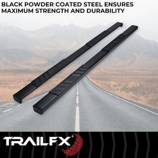 TrailFX T4 Trapezoid Step Bar Black: Fits Ram 1500-3500 Crew 2009-2023