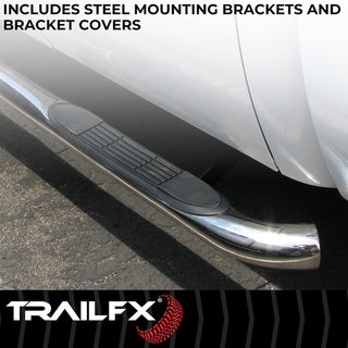 TrailFX 3" Round Stainless Step Bar (STD): Fits Ram 1500-3500 2009-2023 w/ Step Pads