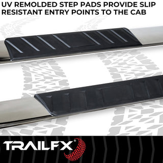TrailFX 4" Trapezoid Step Bar Stainless: Fits Dodge Ram 1500-3500 2002-2009