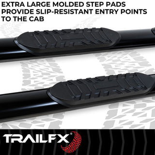TrailFX 4" Oval Straight Step Bar (4 DR) Black: Jeep Wrangler JK 2007-2018 3.6L/3.8L V6