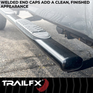 TrailFX 5" Oval Straight Step Bar Black: Fits Ram 1500 2009-2023 3.6L/5.7L
