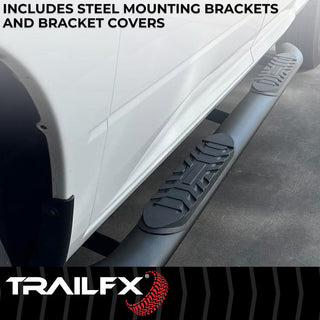 TrailFX 4" Oval Bent Step Bar Black: Ram 1500 2019-2024 3.6L/5.7L