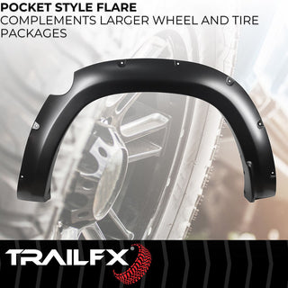 TrailFX Pocket Style Fender Flares w/ SS Rivets: Ram 1500 2023-2024 3.0L/3.6L V6