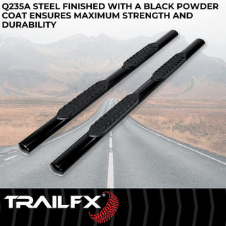 TrailFX 4" Oval Straight Step Bar Black: Fits Dodge Ram 1500-3500 2002-2009