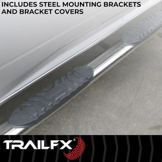 TrailFX 4" Oval Straight Step Bar Standard SS (RIGHT): Fits Ram 1500 / 2500 / 3500 2009-2023 w/ Step Pads