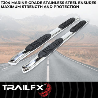 TrailFX 5" Oval Bent Step Bar SS: Ram 1500 2019-2024 w/ Step Pads