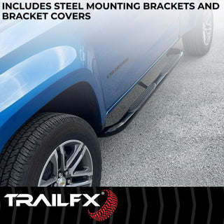 TrailFX 3" Round Step Bar Black: Fits Jeep Wrangler JL 2018-2026