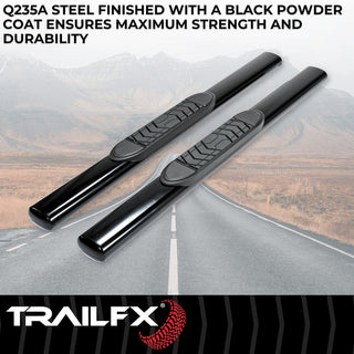 TrailFX 5" Oval Straight Step Bar Standard (RIGHT): Fits Ram 1500 / 2500 / 3500 2009-2023 w/ Step Pads - Black