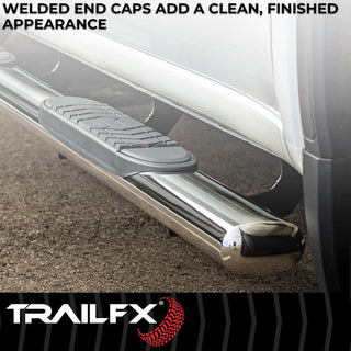 TrailFX 5" Oval Straight SS Step Bar: Jeep Gladiator 2020-2026 2.0L/3.0L