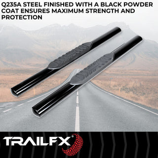 TrailFX 4" Oval Straight Step Bar Steel Black: Ram 1500 3.6L/5.7L