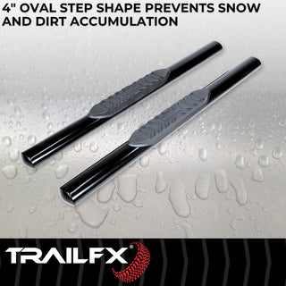 TrailFX 4" Oval Straight Step Bar Crew (RIGHT): Fits Ram 1500 / 2500 / 3500 2009-2023 w/ Step Pads - Black