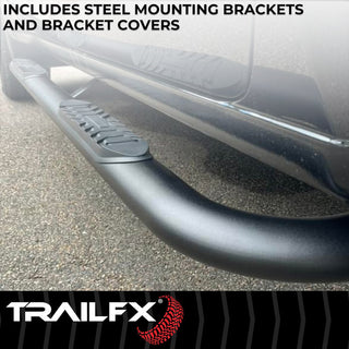 TrailFX 4" Oval Bent Step Bar: Jeep Gladiator 2020-2026 2.0L/3.0L - Black
