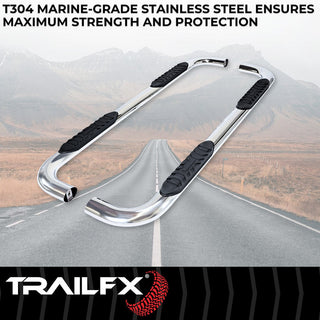 TrailFX 4" Oval Bent Step Bar Stainless: Fits Ram 1500 2019-2024 3.6L/5.7L