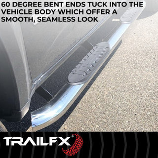 TrailFX 4" Oval Bent Step Bar Stainless: Fits Ram 1500-3500 2009-2022