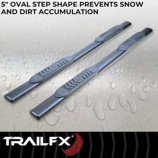 TrailFX 5" Oval Straight Step Bar Black: Jeep Gladiator 2020-2026 2.0L/3.0L