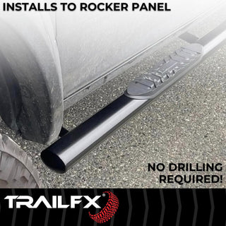 TrailFX 4" Oval Straight Step Bar Standard (RIGHT): Fits Ram 1500 / 2500 / 3500 2009-2023 w/ Step Pads - Black