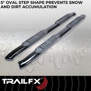TrailFX 5" Oval Bent Step Bar: Ram 1500 2019-2024 w/ Step Pads - Black