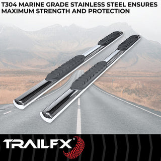 TrailFX 4" Oval Straight Step Bar SS: Fits Ram 1500 2009-2023 3.6L/5.7L