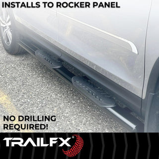 TrailFX 4" Oval Straight Step Bar (4 DR) Black: Jeep Wrangler JK 2007-2018 3.6L/3.8L V6