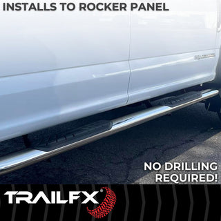 TrailFX 4" Oval Bent Step Bar Stainless: Fits Ram 1500 2019-2024 3.6L/5.7L
