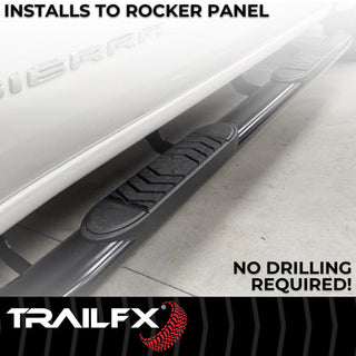 TrailFX 5" Oval Straight Step Bar Black: Fits Ram 1500 2009-2023 3.6L/5.7L