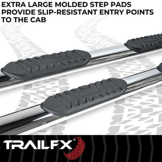 TrailFX 4" Oval Straight Step Bar SS: Fits Ram 1500 2009-2023 3.6L/5.7L