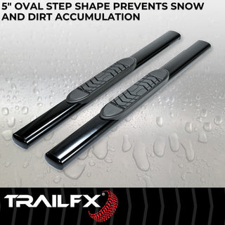 TrailFX 5" Oval Straight Step Bar Standard (RIGHT): Fits Ram 1500 / 2500 / 3500 2009-2023 w/ Step Pads - Black