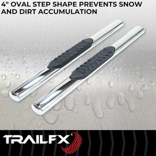 TrailFX 4" Oval Straight Step Bar Standard SS (RIGHT): Fits Ram 1500 / 2500 / 3500 2009-2023 w/ Step Pads