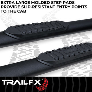 TrailFX 4" Oval Straight Step Bar: Jeep Gladiator 2020-2026 2.0L/3.0L - Black