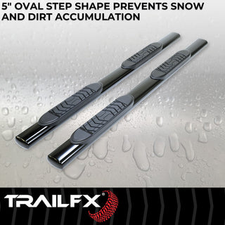 TrailFX 5" Oval Straight Step Bar: Fits Ram 1500-3500 2002-2009 - Black