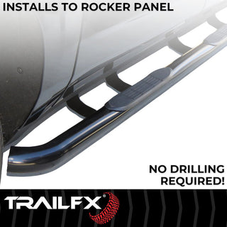 TrailFX 3" Round Step Bar Black: Jeep Wrangler JK 2007-2018 3.6L/3.8L V6