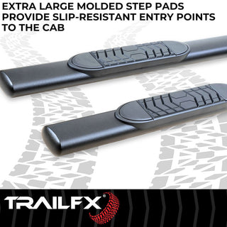 TrailFX 5" Oval Straight Step Bar Black: Jeep Gladiator 2020-2026 2.0L/3.0L