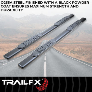 TrailFX 5" Oval Straight Step Bar Black: Jeep Gladiator 2020-2026 2.0L/3.0L