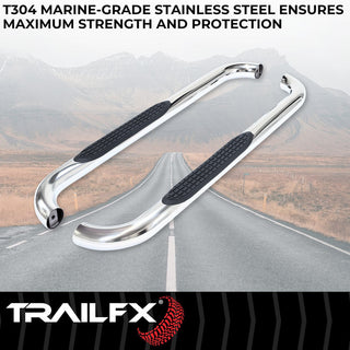 TrailFX 3" Round Stainless Step Bar (STD): Fits Ram 1500-3500 2009-2023 w/ Step Pads