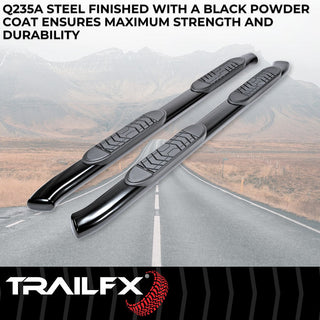 TrailFX 5" Oval Bent Step Bar: Ram 1500 2019-2024 w/ Step Pads - Black