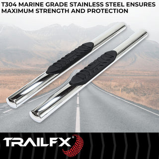 TrailFX 4" Oval Straight Step Bar Standard SS (RIGHT): Fits Ram 1500 / 2500 / 3500 2009-2023 w/ Step Pads
