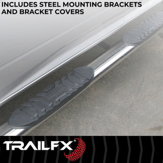 TrailFX 4" Oval Straight Step Bar SS: Fits Ram 1500-3500 2009-2023 w/ Step Pads