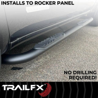 TrailFX 4" Oval Bent Step Bar: Ram 1500 2019-2024 3.6L / 5.7L / 6.2L TRX - Black
