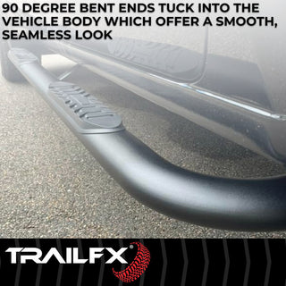 TrailFX 4" Oval Bent Step Bar Black: Ram 1500 2019-2024 3.6L/5.7L