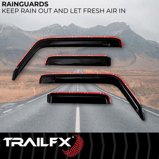 TrailFX In Channel 4-Piece Window Vent: Jeep Wrangler JL/JT 2018-2026 2.0L Turbo/3.6L V6