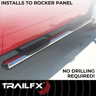 TrailFX 4" Oval Straight SS Step Bar (2 DR): Jeep Wrangler JK 2007-2018 3.6L/3.8L V6