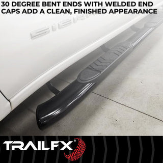 TrailFX 5" Oval Bent Step Bar Black: Fits Ram 1500 2019-2023 w/ 3.6L V6/5.7L Hemi/6.2L TRX