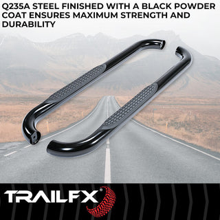 TrailFX 3" Round Black Step Bar (STD): Fits Ram 1500-3500 2009-2023 w/ Step Pads